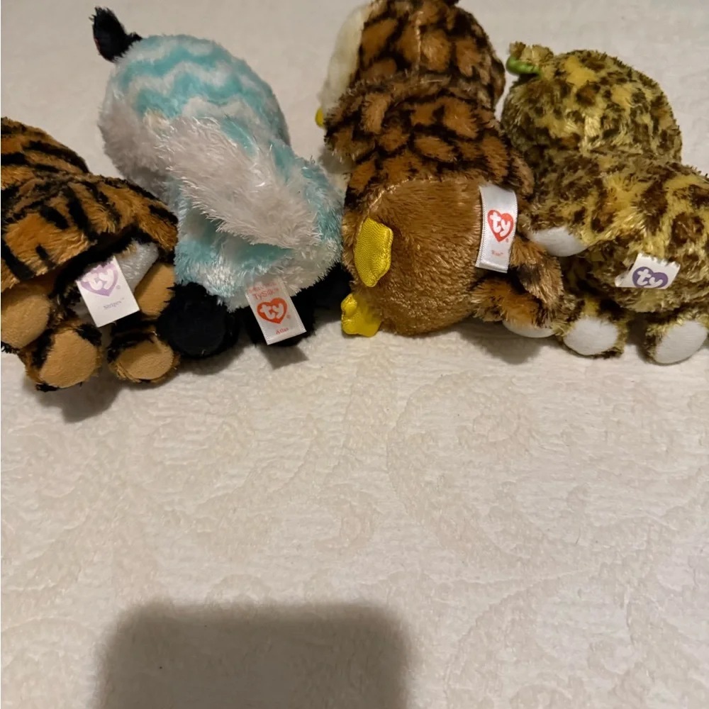 Ty Plush Animal Toys - Tiger, Fox, Owl, Leopard